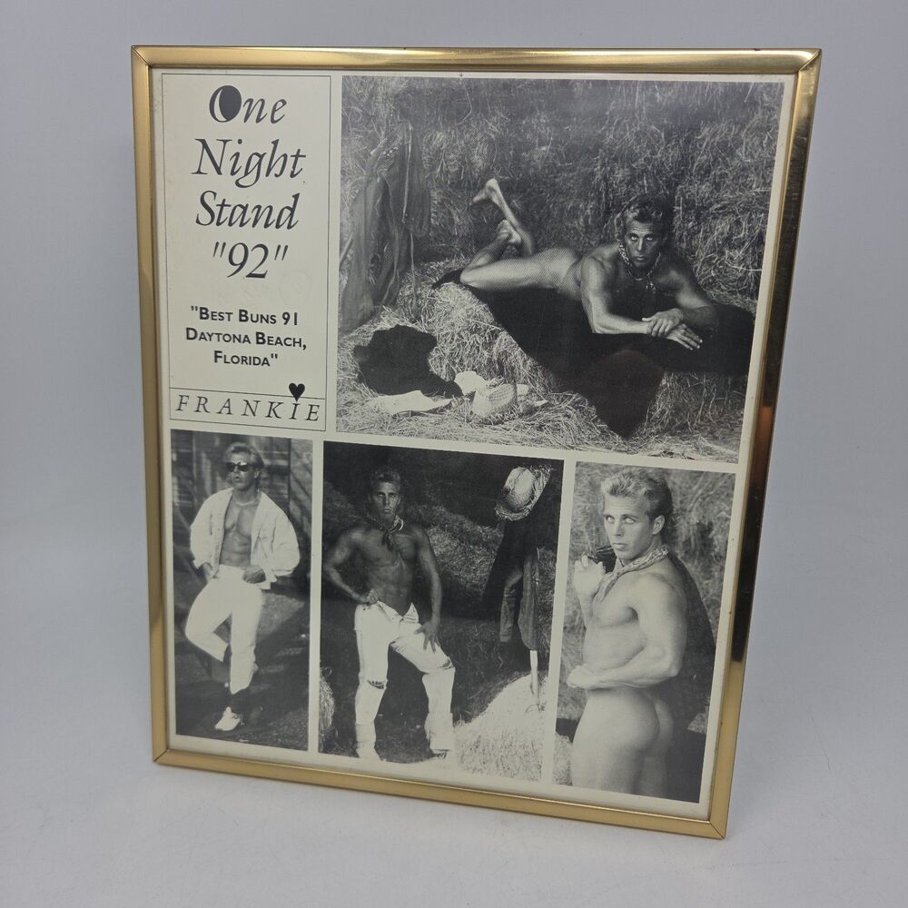 Vintage Black And White Male Exotic Dancer Frankie "Best Buns" 90s Framed 12"x10